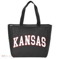 Kansas United States Varsity Style White Red Font Tote Bag thumb 0