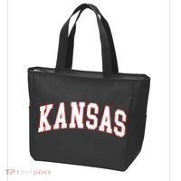 Kansas United States Varsity Style White Red Font Tote Bag thumb 3