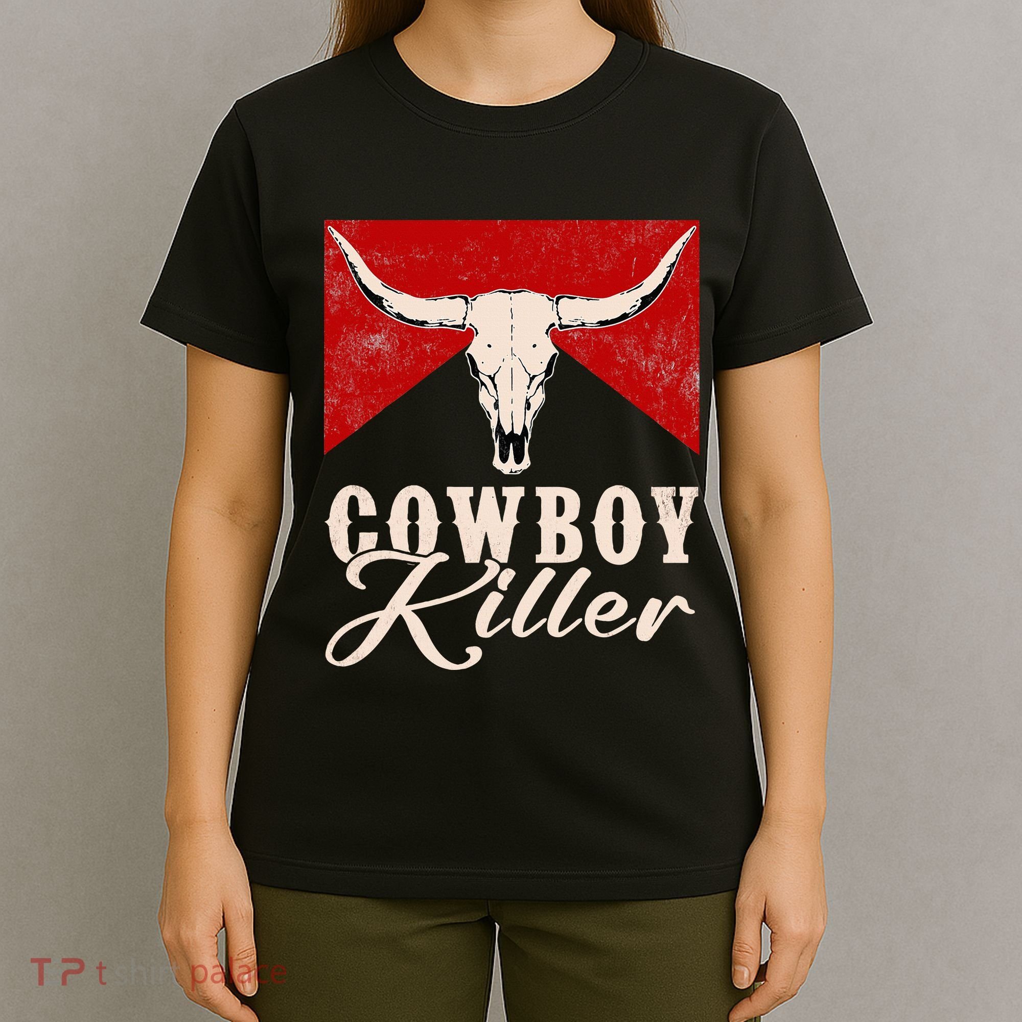 Killers Vintage Cowboy Western Rodeo Bull Skull T-Shirt