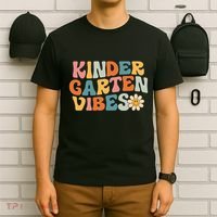 Kindergarten Vibes - Kinder Crew Retro First Day of School T-Shirt thumb 6