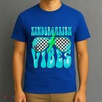 Kindergarten Vibes Kinder Crew Retro First Day Of School T-Shirt thumb 3