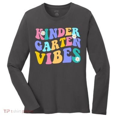 Kindergarten Vibes Retro Colorful Women's Long Sleeve Shirt