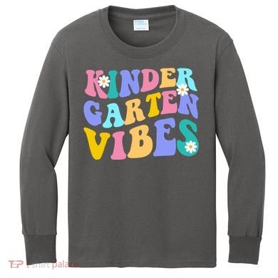 Kindergarten Vibes Retro Colorful Kids Long Sleeve Shirt