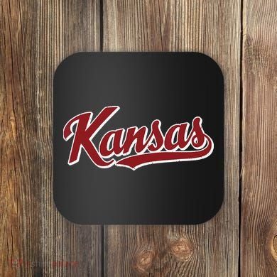 Kansas Vintage Sports Design Retro Script Coaster