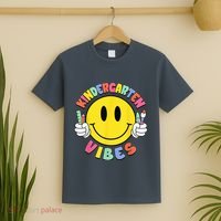 Kindergarten Vibes Teachers Kid Kinder Crew Back To School T-Shirt thumb 2