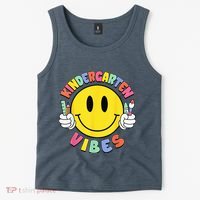 Kindergarten Vibes Teachers Kid Kinder Crew Back To School Tank Top thumb 2