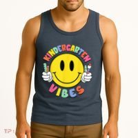Kindergarten Vibes Teachers Kid Kinder Crew Back To School Tank Top thumb 3