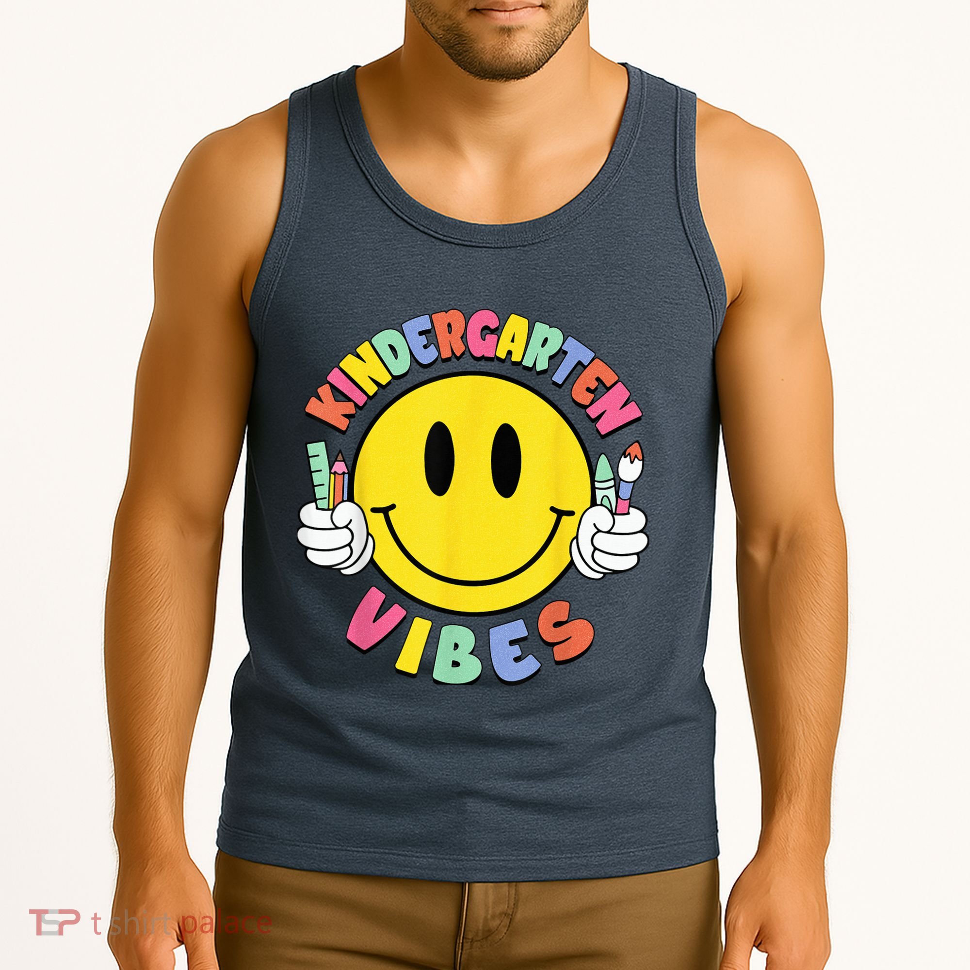Kindergarten Vibes Teachers Kid Kinder Crew Back To School Tank Top