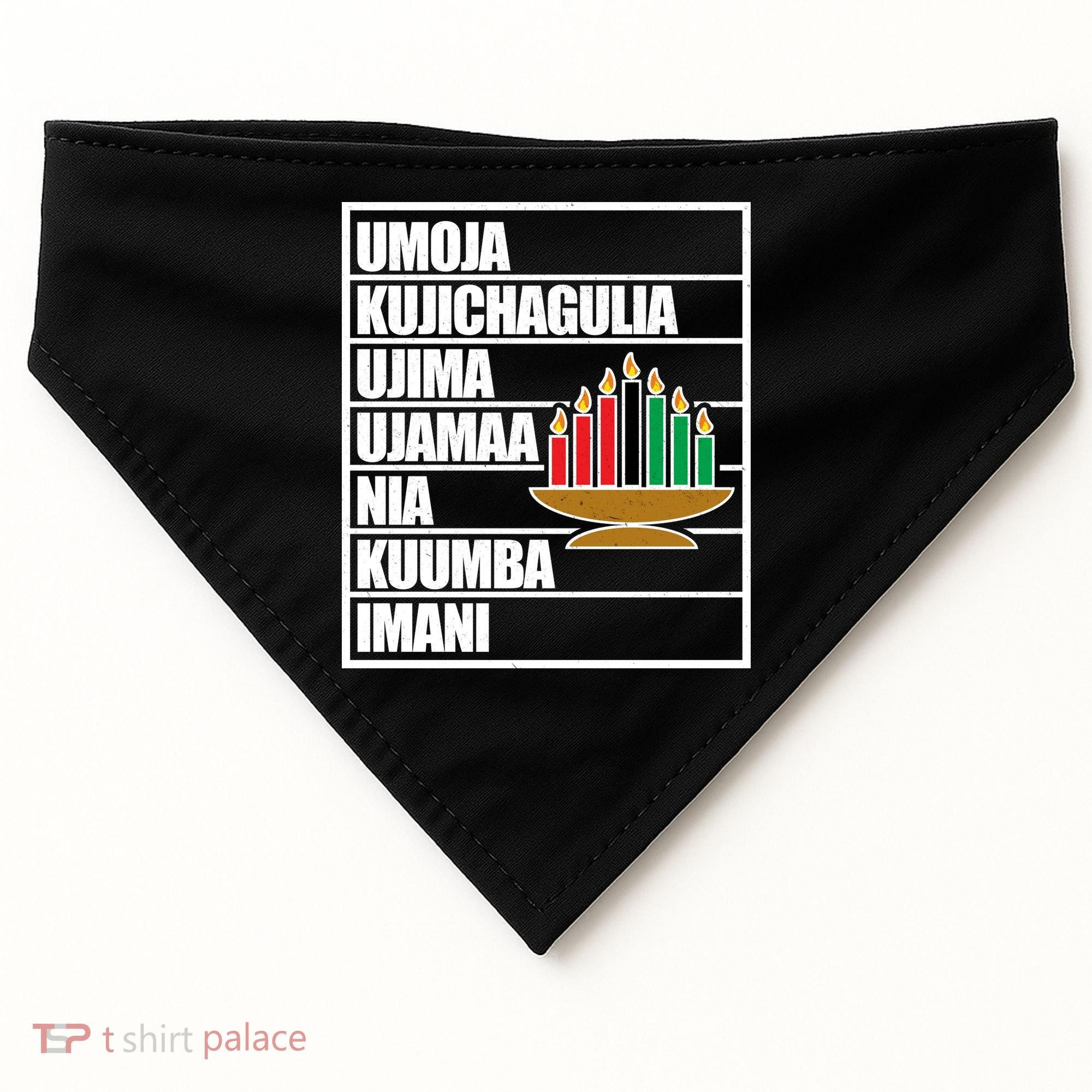Kwanzaa Holiday Principles Kinara Candles USA-Made Doggie Bandana