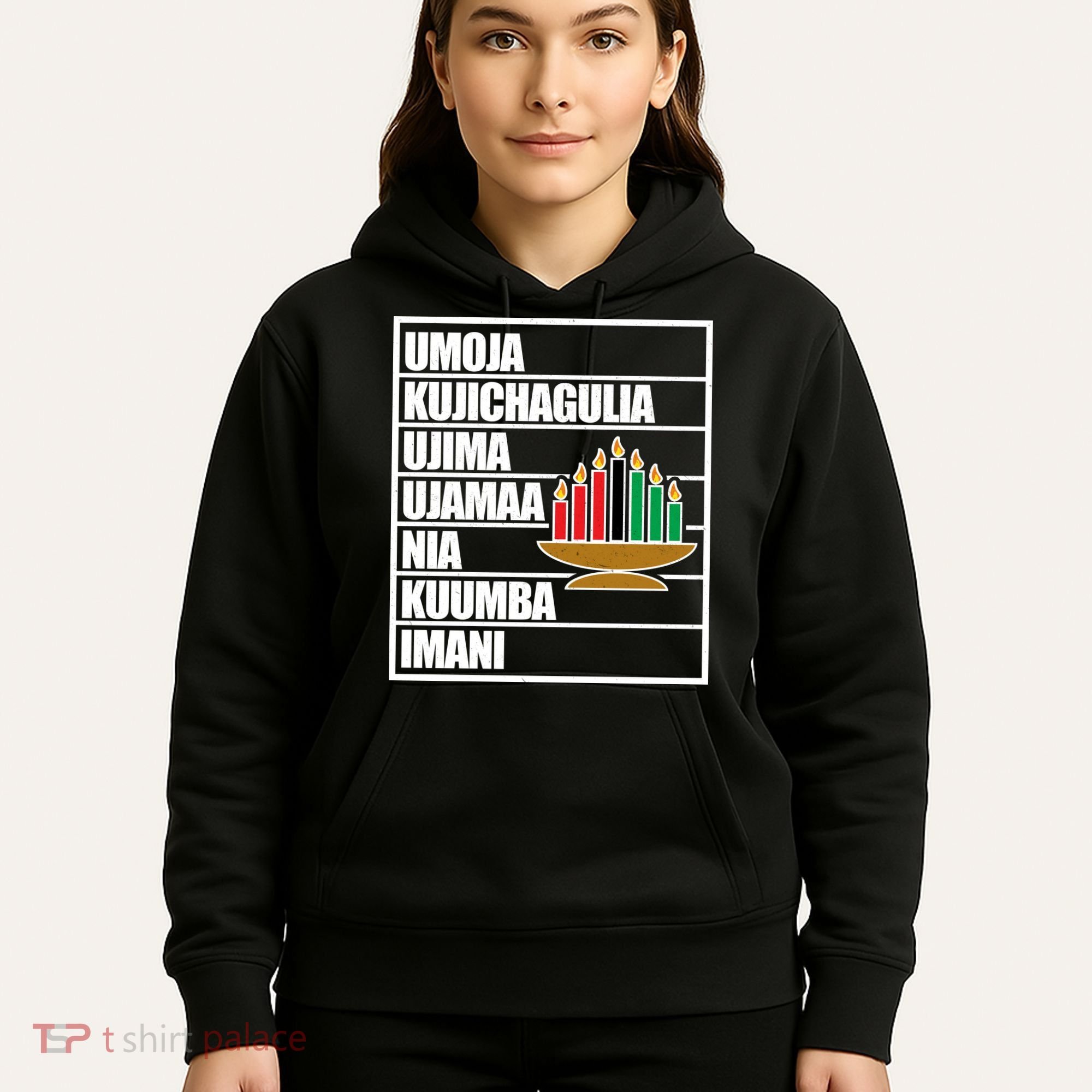 Kwanzaa Holiday Principles Kinara Candles Hoodie
