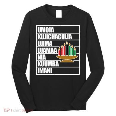 Kwanzaa Holiday Principles Kinara Candles Long Sleeve Shirt