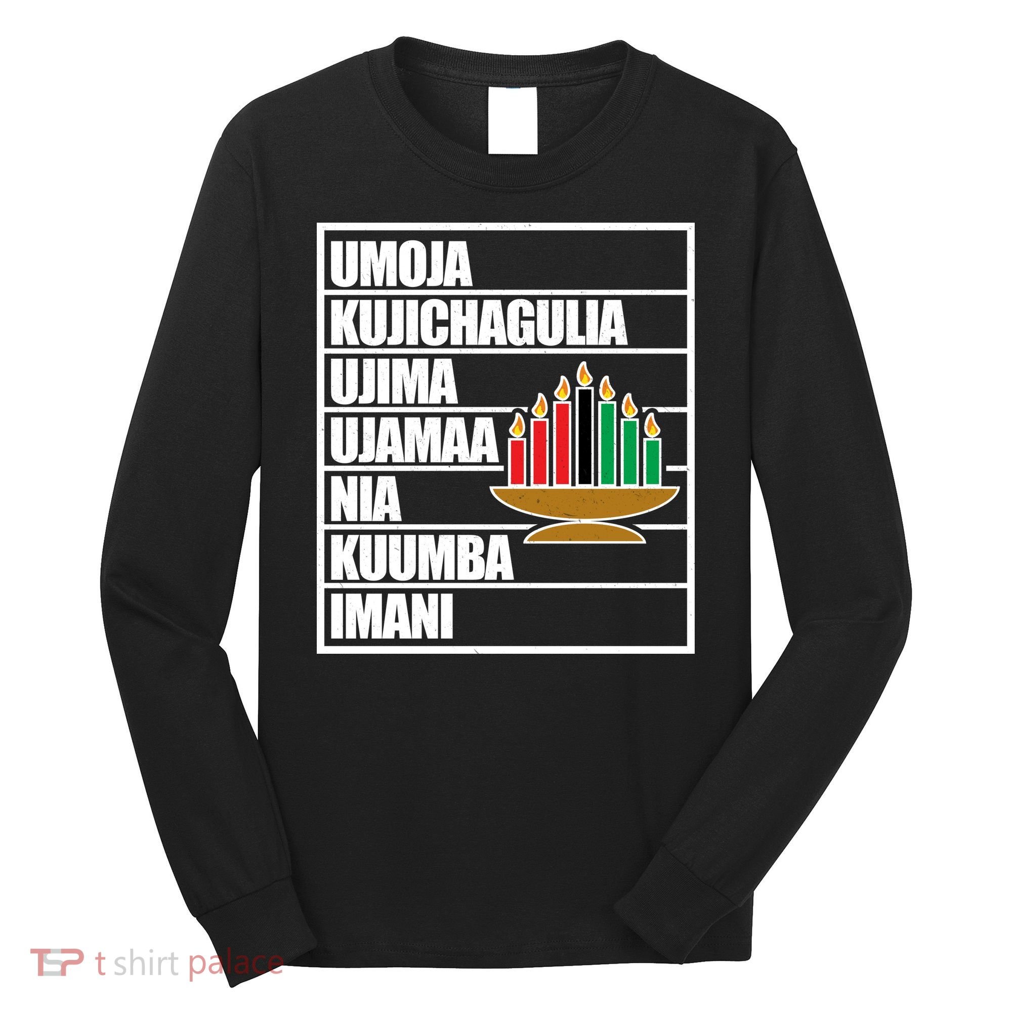 Kwanzaa Holiday Principles Kinara Candles Long Sleeve Shirt