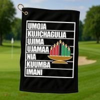 Kwanzaa Holiday Principles Kinara Candles Golf Towel thumb 1