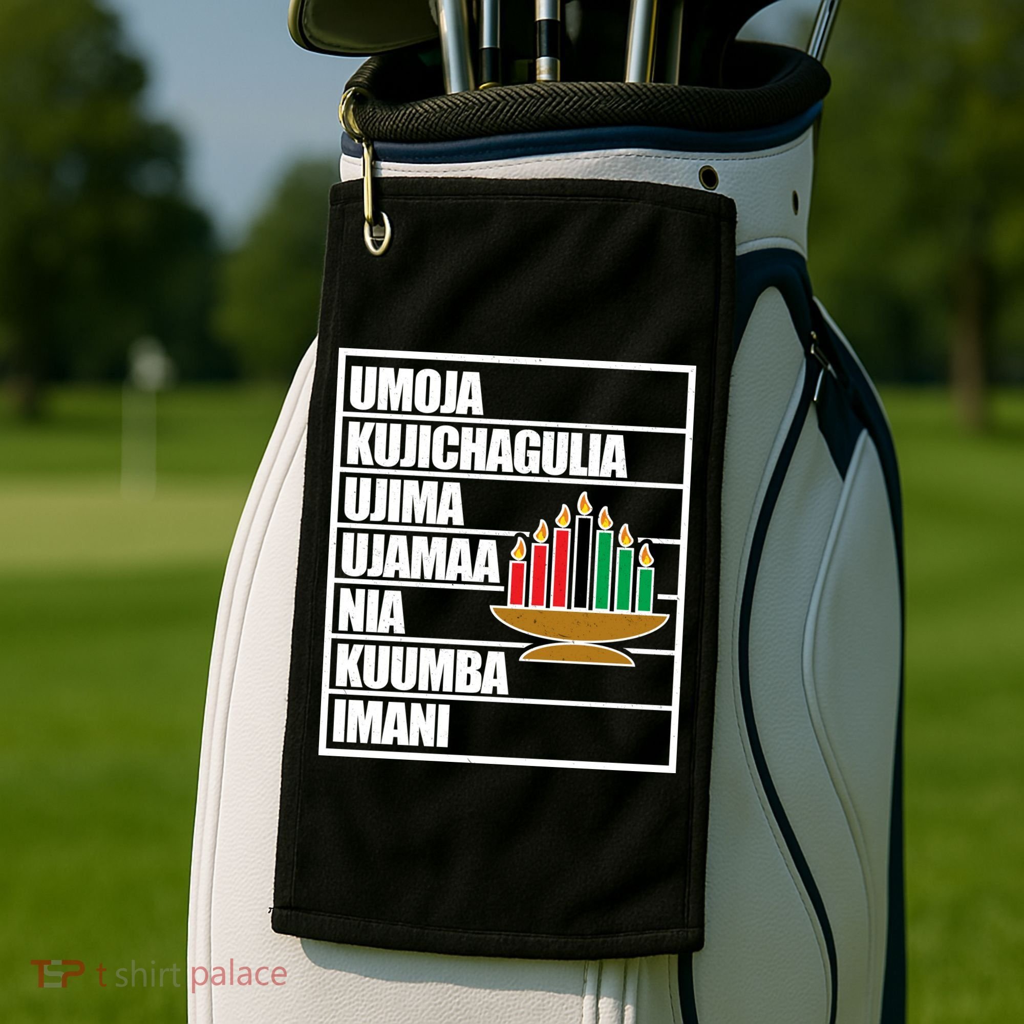 Kwanzaa Holiday Principles Kinara Candles Golf Towel