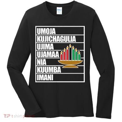 Kwanzaa Holiday Principles Kinara Candles Women's Long Sleeve Shirt