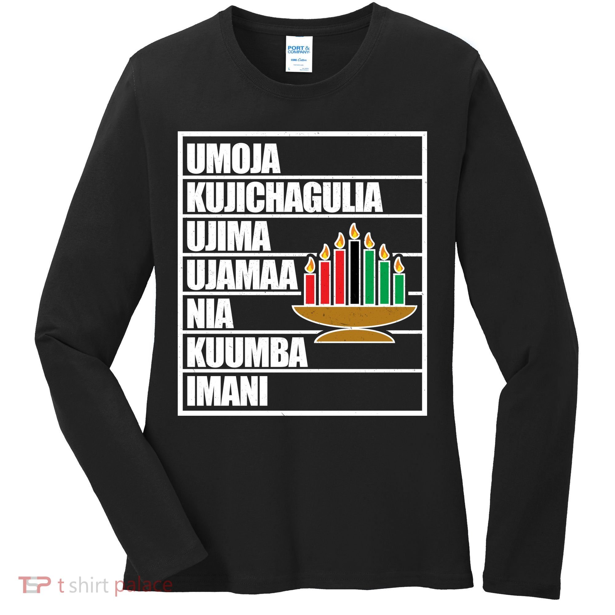Kwanzaa Holiday Principles Kinara Candles Women's Long Sleeve Shirt