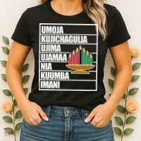 Kwanzaa Holiday Principles Kinara Candles Women's T-Shirt thumb 2