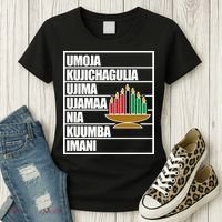 Kwanzaa Holiday Principles Kinara Candles Women's T-Shirt thumb 3