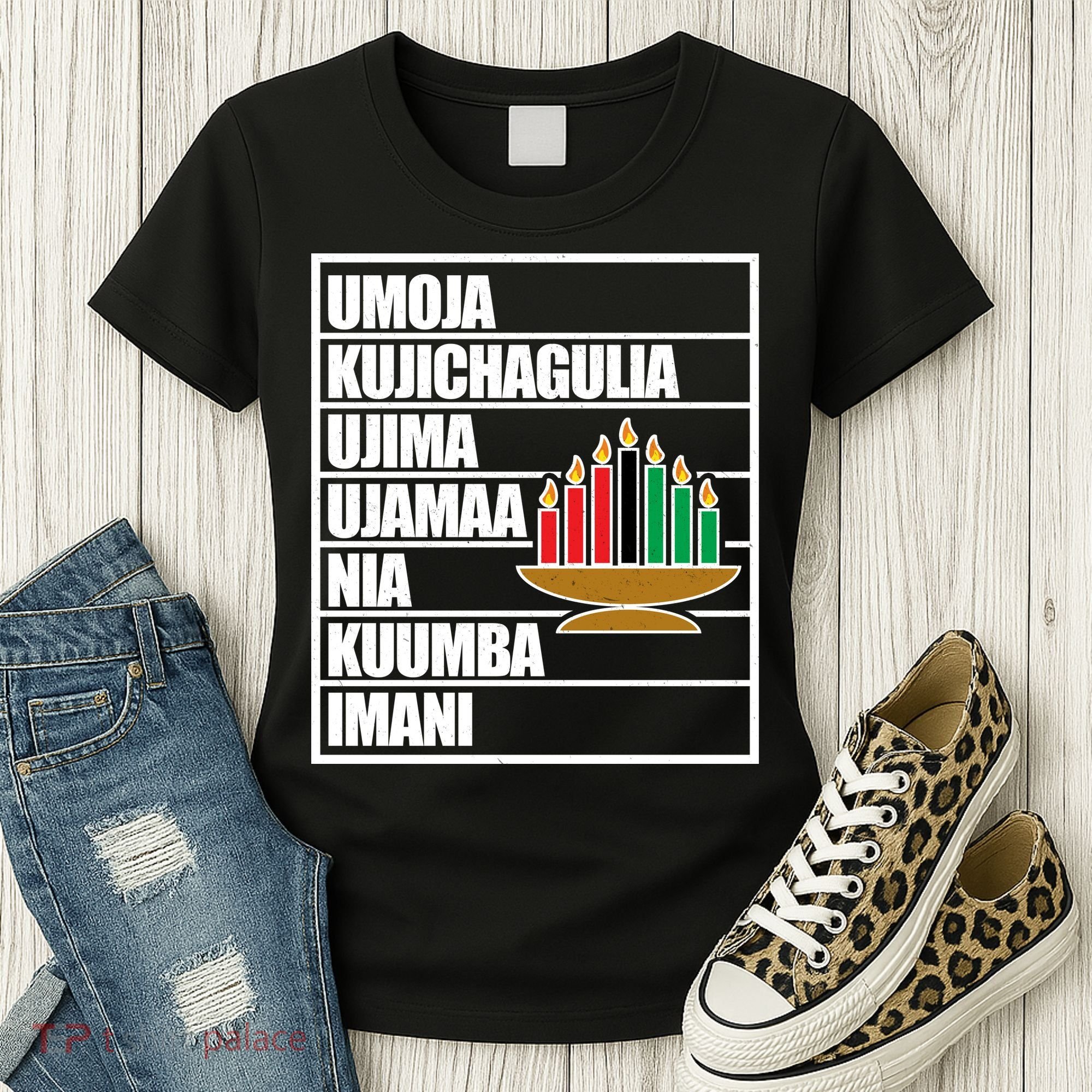 Kwanzaa Holiday Principles Kinara Candles Women's T-Shirt