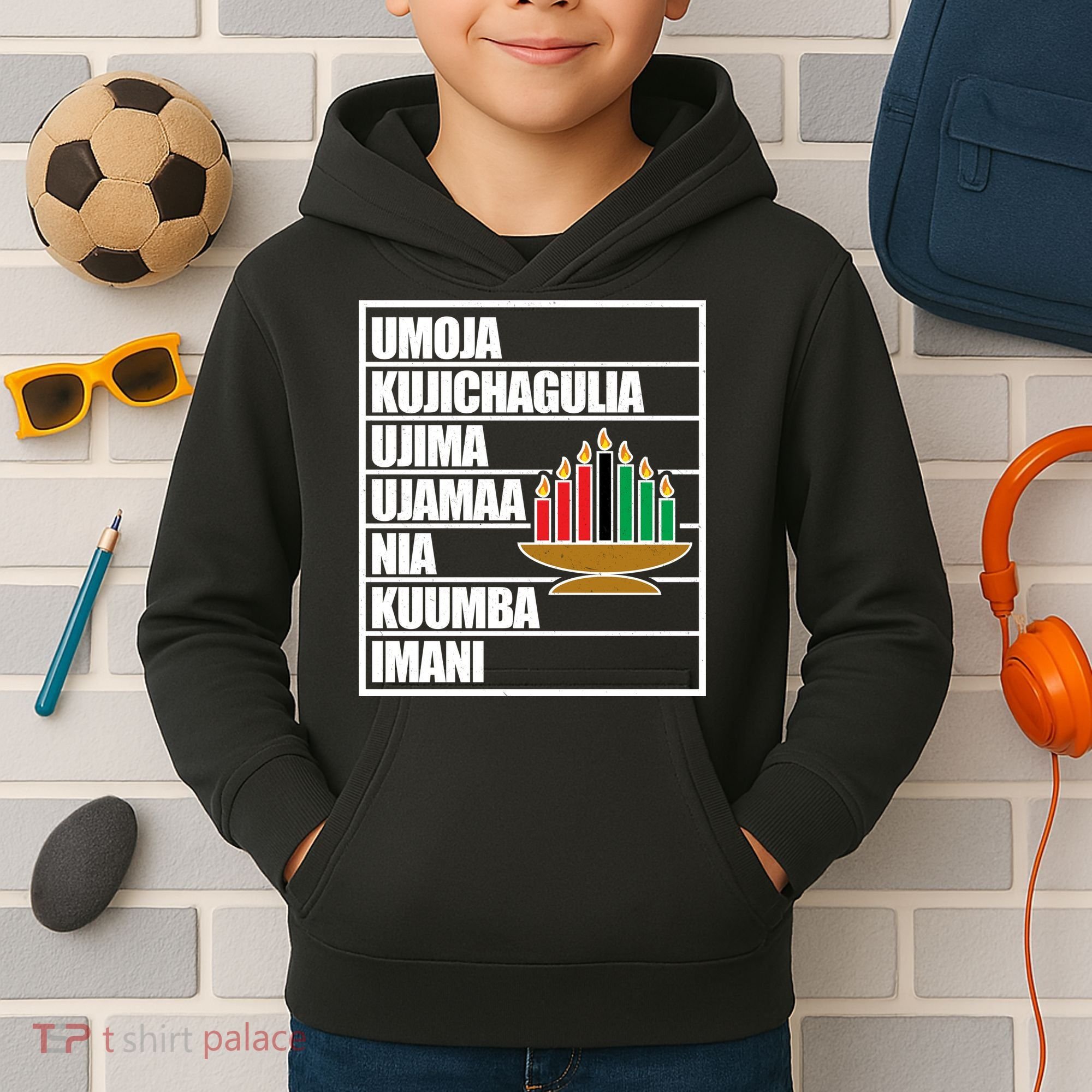 Kwanzaa Holiday Principles Kinara Candles Kids Hoodie