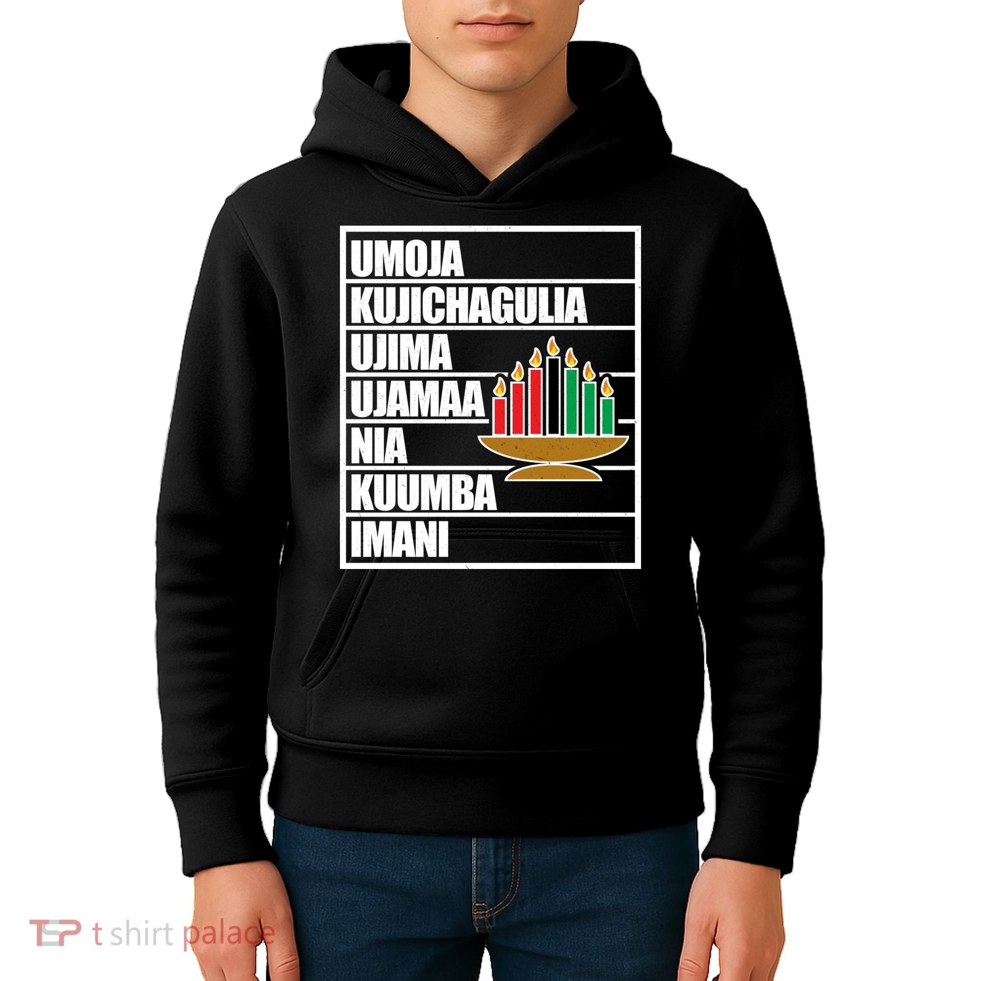 Kwanzaa Holiday Principles Kinara Candles Kids Hoodie