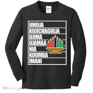 Kwanzaa Holiday Principles Kinara Candles Kids Long Sleeve Shirt