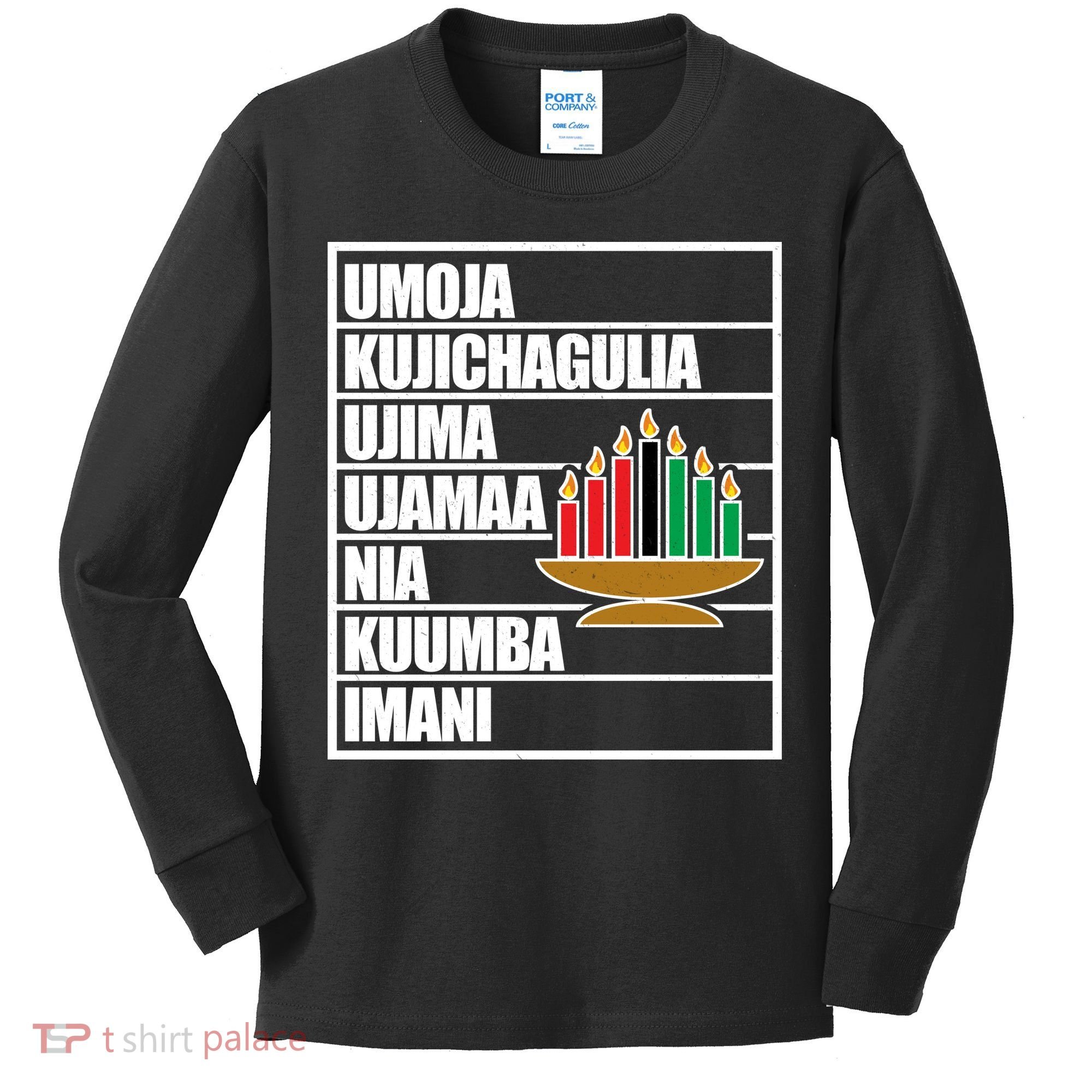 Kwanzaa Holiday Principles Kinara Candles Kids Long Sleeve Shirt