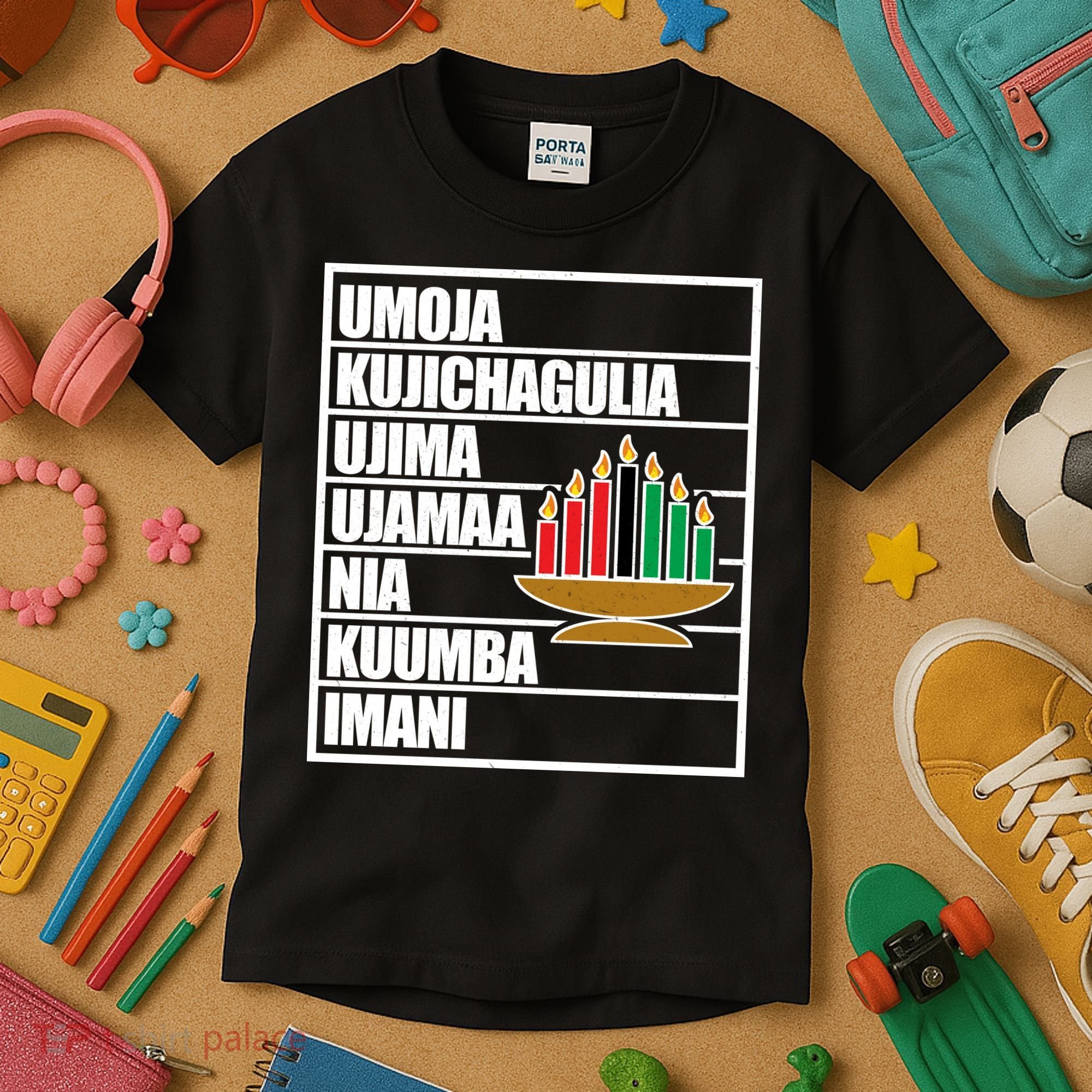Kwanzaa Holiday Principles Kinara Candles Kids T-Shirt