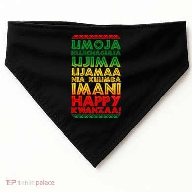 Kwanzaa Holiday Principles Traditional Colors USA-Made Doggie Bandana