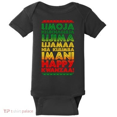 Kwanzaa Holiday Principles Traditional Colors Baby Bodysuit