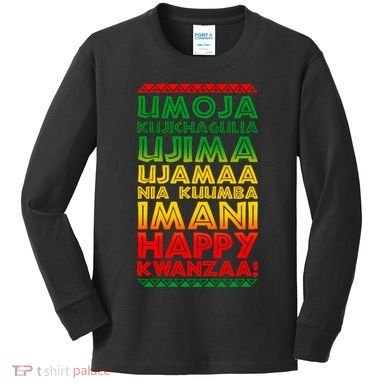 Kwanzaa Holiday Principles Traditional Colors Kids Long Sleeve Shirt
