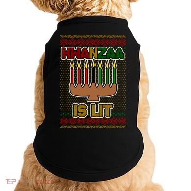 Kwanzaa is Lit Kinara Candles Ugly Kwanzaa Sweater Doggie Tank