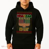 Kwanzaa is Lit Kinara Candles Ugly Kwanzaa Sweater Hoodie thumb 2