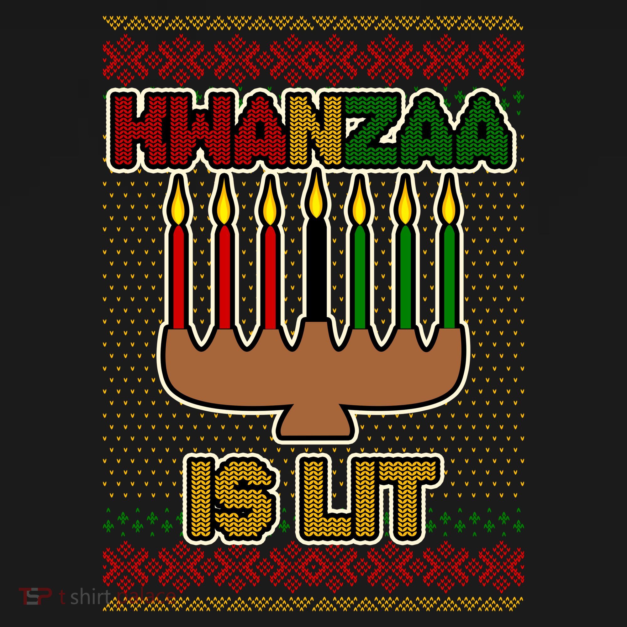 Kwanzaa is Lit Kinara Candles Ugly Kwanzaa Sweater Hoodie