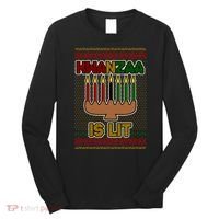 Kwanzaa is Lit Kinara Candles Ugly Kwanzaa Sweater Long Sleeve Shirt thumb 0