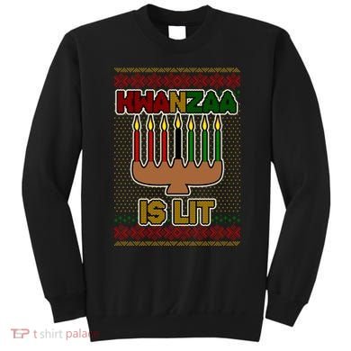 Kwanzaa is Lit Kinara Candles Ugly Kwanzaa Sweater Sweatshirt