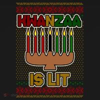 Kwanzaa is Lit Kinara Candles Ugly Kwanzaa Sweater Button thumb 1
