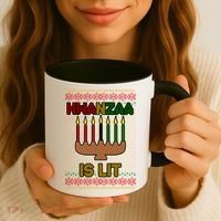 Kwanzaa is Lit Kinara Candles Ugly Kwanzaa Sweater Coffee Mug thumb 3