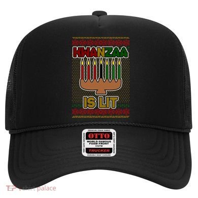 Kwanzaa is Lit Kinara Candles Ugly Kwanzaa Sweater Hat