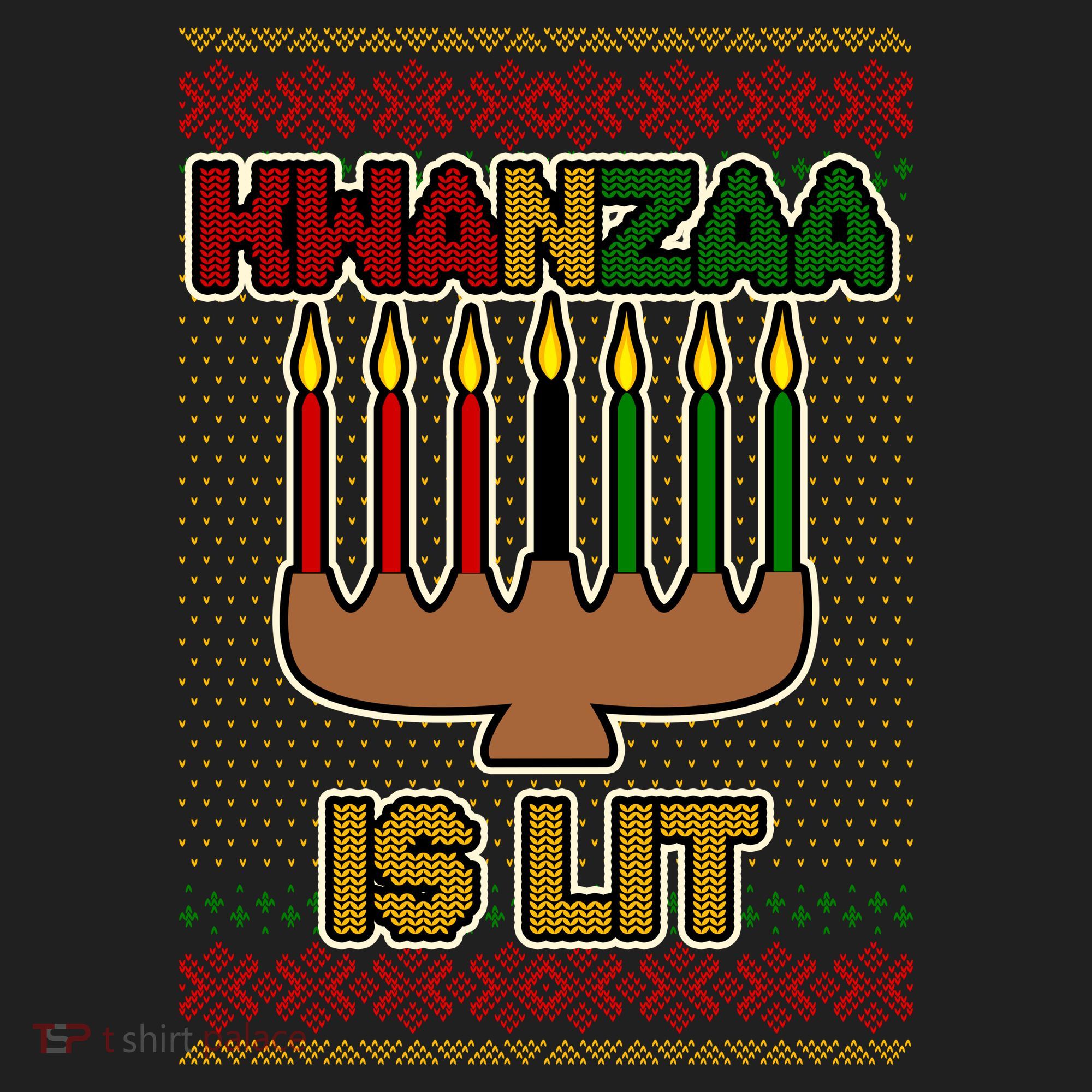 Kwanzaa is Lit Kinara Candles Ugly Kwanzaa Sweater Hat