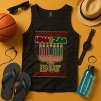 Kwanzaa is Lit Kinara Candles Ugly Kwanzaa Sweater Tank Top thumb 4