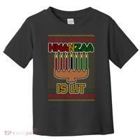 Kwanzaa is Lit Kinara Candles Ugly Kwanzaa Sweater Toddler T-Shirt thumb 0