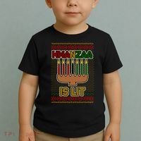 Kwanzaa is Lit Kinara Candles Ugly Kwanzaa Sweater Toddler T-Shirt thumb 2