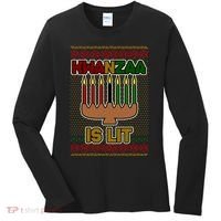 Kwanzaa is Lit Kinara Candles Ugly Kwanzaa Sweater Women's Long Sleeve Shirt thumb 0