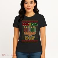 Kwanzaa is Lit Kinara Candles Ugly Kwanzaa Sweater Women's T-Shirt thumb 4