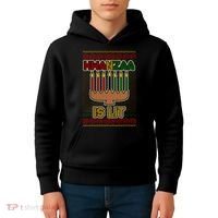 Kwanzaa is Lit Kinara Candles Ugly Kwanzaa Sweater Kids Hoodie thumb 4
