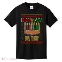 Kwanzaa is Lit Kinara Candles Ugly Kwanzaa Sweater Kids T-Shirt thumb 0