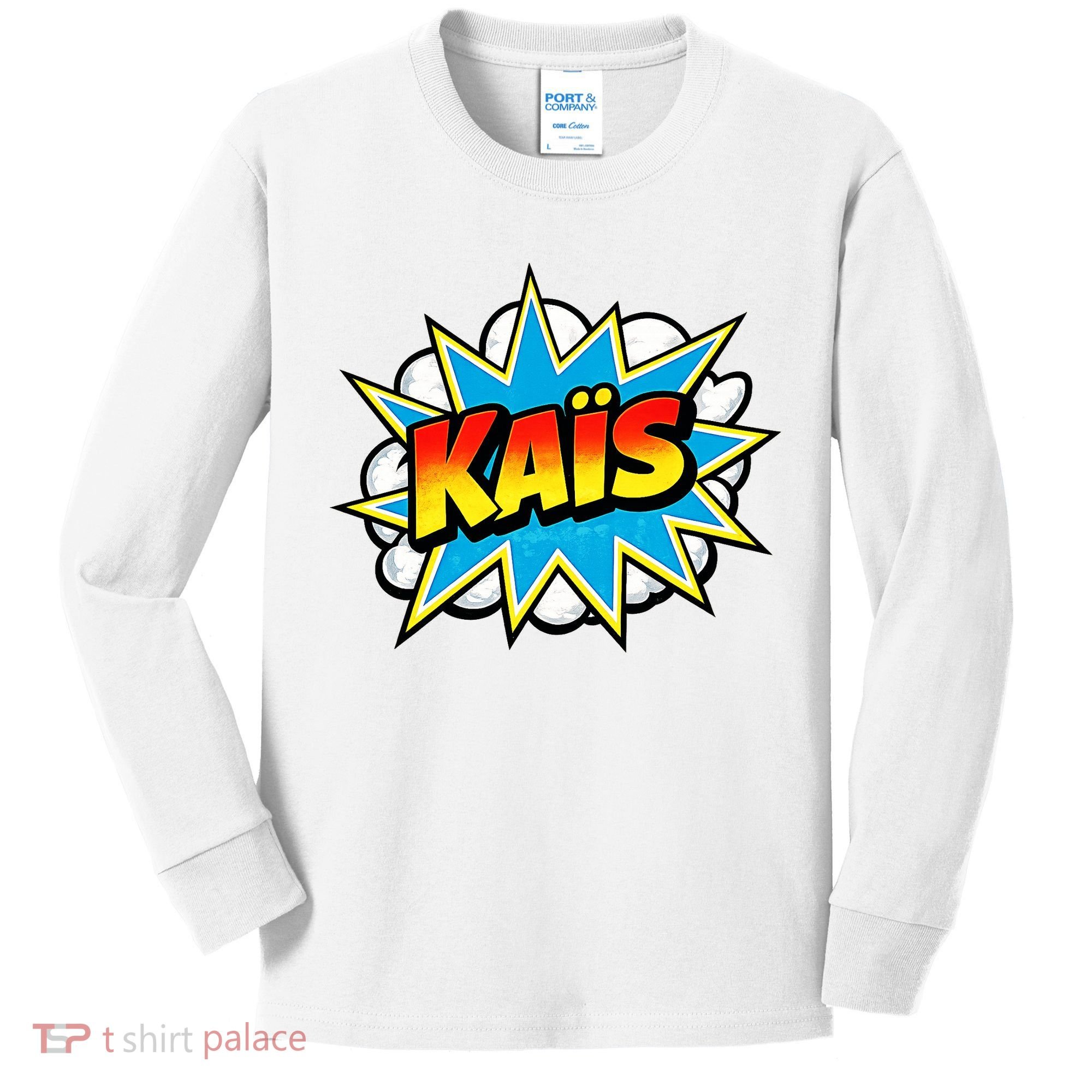 Kais Warmly Comic Name Retro Kids Long Sleeve Shirt