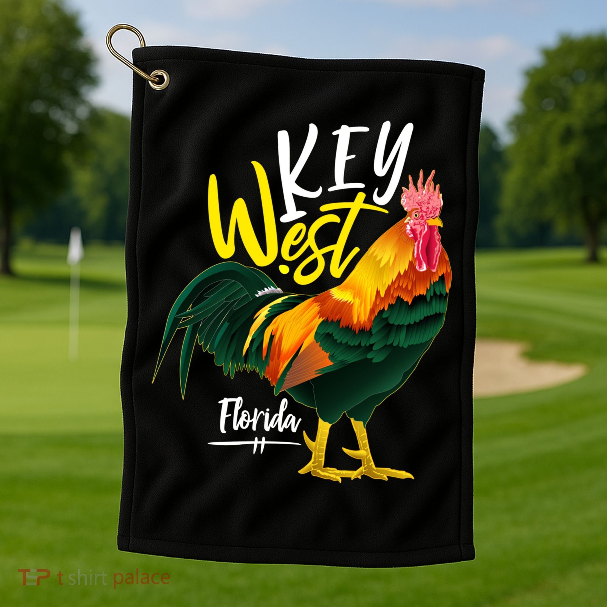 Key West Florida Keys Rooster Vacation Cruise Souvenir Gift Great Gift Golf Towel