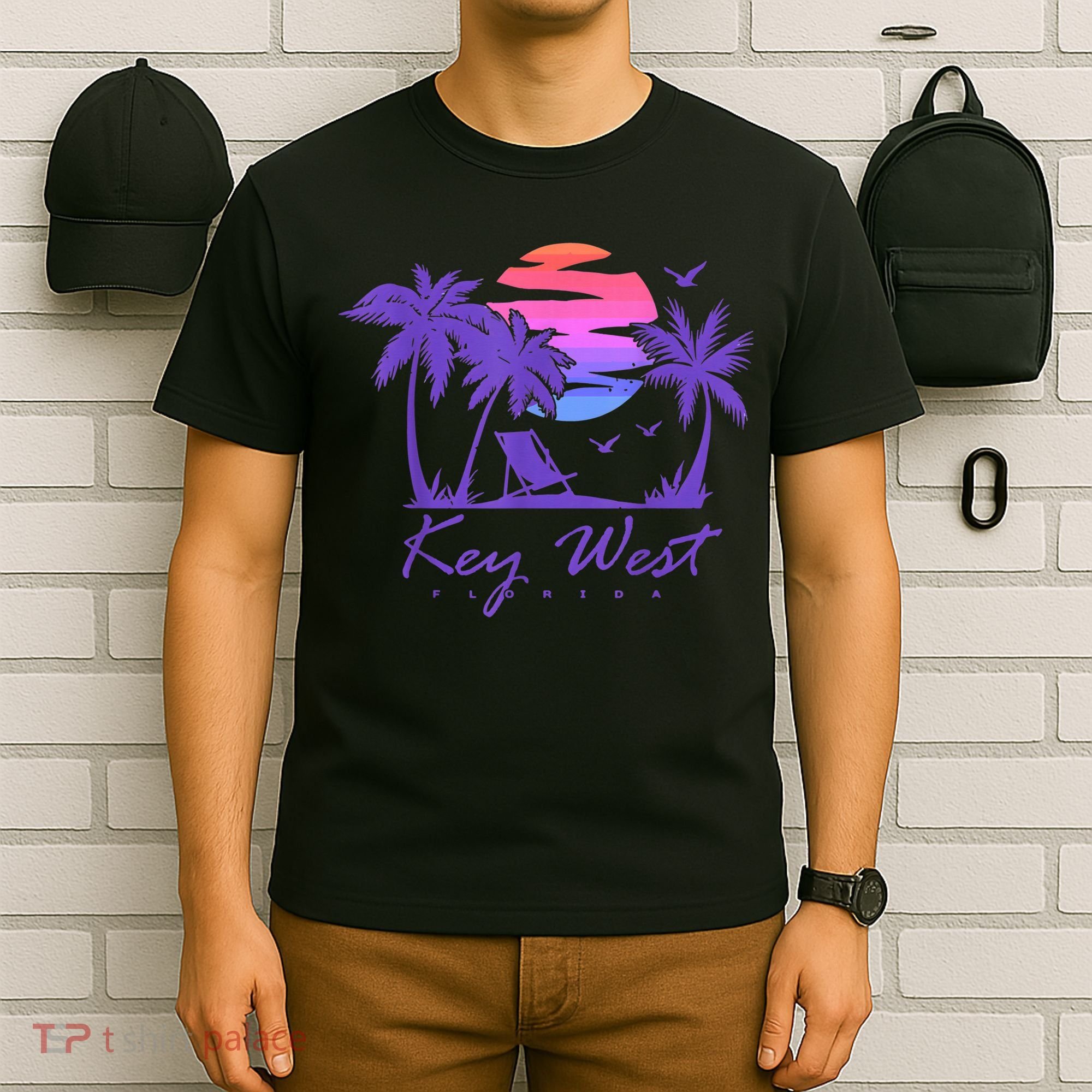 KEY WEST FLORIDA Spring Break Vacation Retro Vintage Sunset T-Shirt